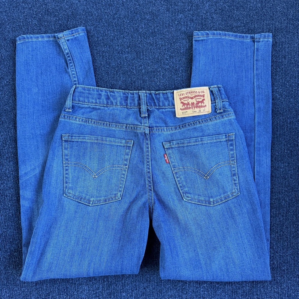 Levis 511‎ Jeans Boys 12 Regular 26x27 Blue Slim Straight Denim Stretch Casual